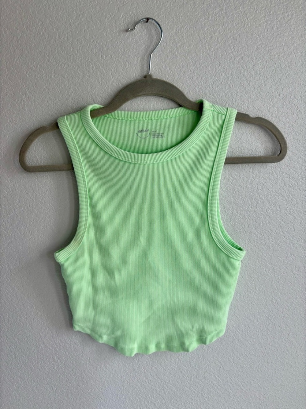 Aerie Ribbed Crop Tank Top - Light Green